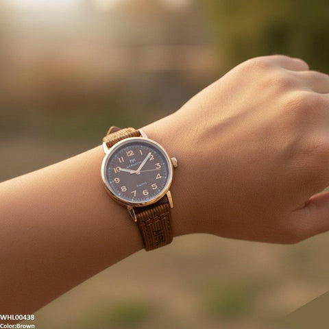 WHL00438 BWS Round Leather Strap Women's Watch - WHL