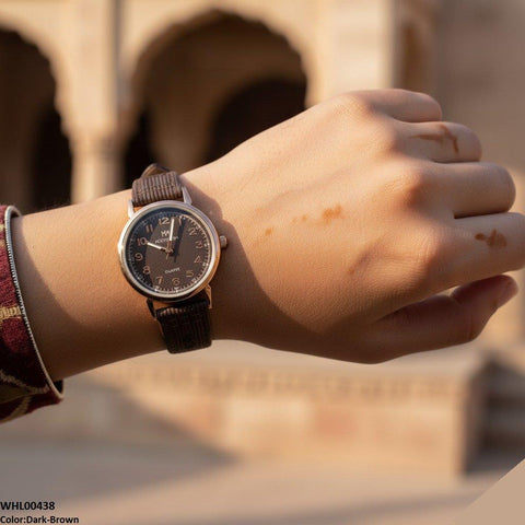 WHL00438 BWS Round Leather Strap Women's Watch - WHL