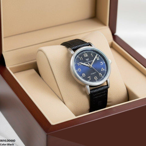 WHL00440 BWS Round Grey Bezel Leather Strap Women's Watch - WHL