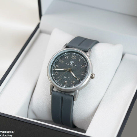 WHL00449  BWS Grey Bezel  Magnetic Rubber Strap Women's Watch - WHL