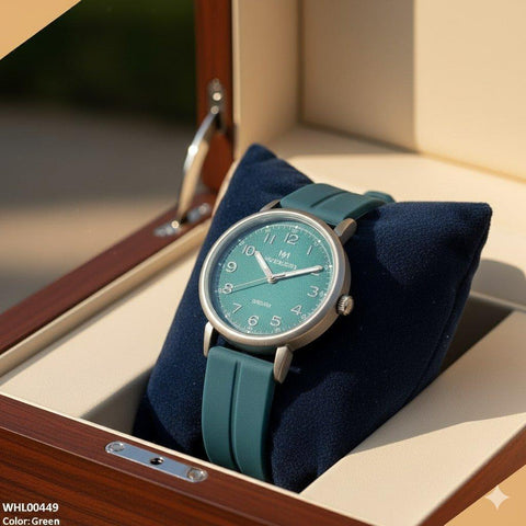 WHL00449  BWS Grey Bezel  Magnetic Rubber Strap Women's Watch - WHL