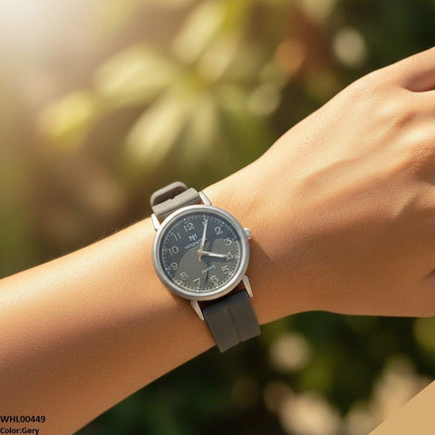 WHL00449  BWS Grey Bezel  Magnetic Rubber Strap Women's Watch - WHL