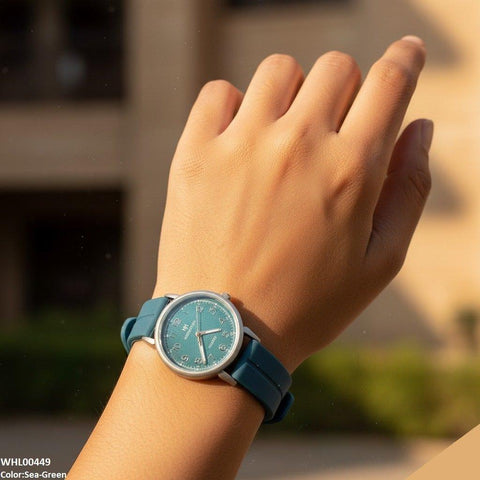 WHL00449  BWS Grey Bezel  Magnetic Rubber Strap Women's Watch - WHL