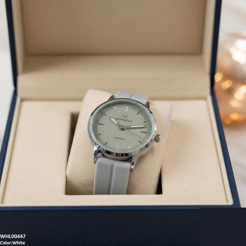 WHL00447 BWS Silver Bezel Magnetic Rubber Strap Women's Watch - WHL