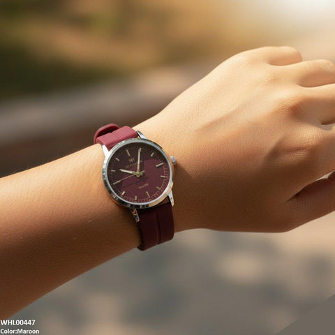 WHL00447 BWS Silver Bezel Magnetic Rubber Strap Women's Watch - WHL