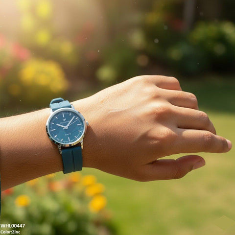 WHL00447 BWS Silver Bezel Magnetic Rubber Strap Women's Watch - WHL