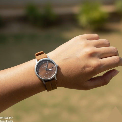 WHL00447 BWS Silver Bezel Magnetic Rubber Strap Women's Watch - WHL