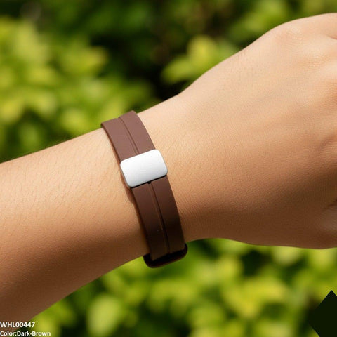 WHL00447 BWS Silver Bezel Magnetic Rubber Strap Women's Watch - WHL