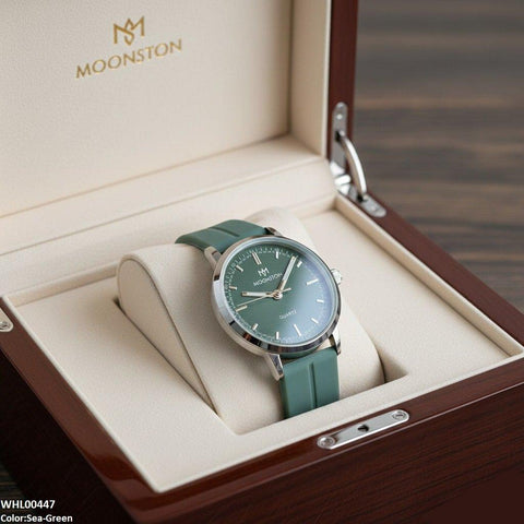 WHL00447 BWS Silver Bezel Magnetic Rubber Strap Women's Watch - WHL