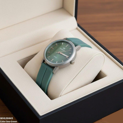 WHL00443 BWS Round Grey Bezel Magnetic Rubber Strap Women's Watch - WHL