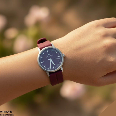 WHL00443 BWS Round Grey Bezel Magnetic Rubber Strap Women's Watch - WHL