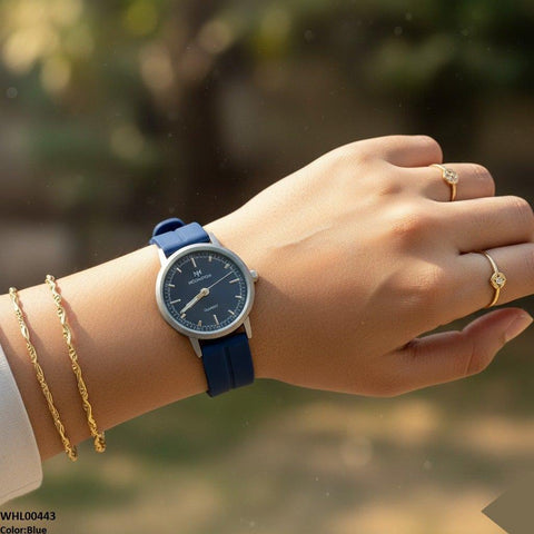 WHL00443 BWS Round Grey Bezel Magnetic Rubber Strap Women's Watch - WHL