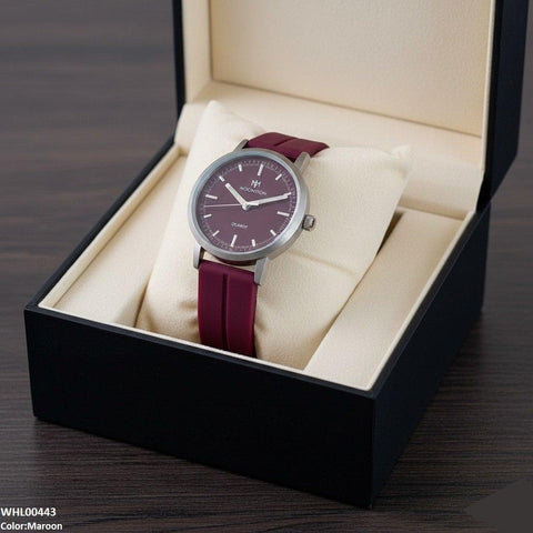 WHL00443 BWS Round Grey Bezel Magnetic Rubber Strap Women's Watch - WHL