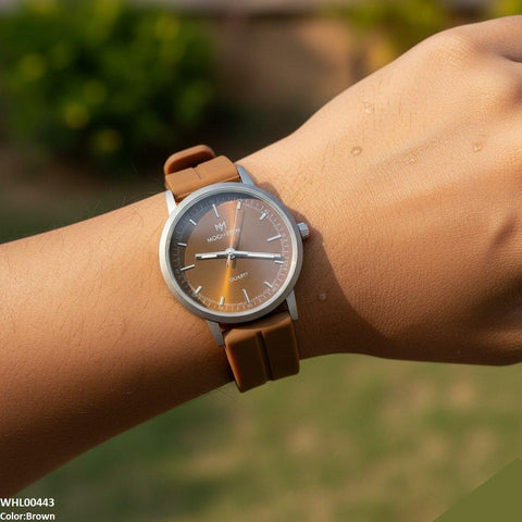 WHL00443 BWS Round Grey Bezel Magnetic Rubber Strap Women's Watch - WHL