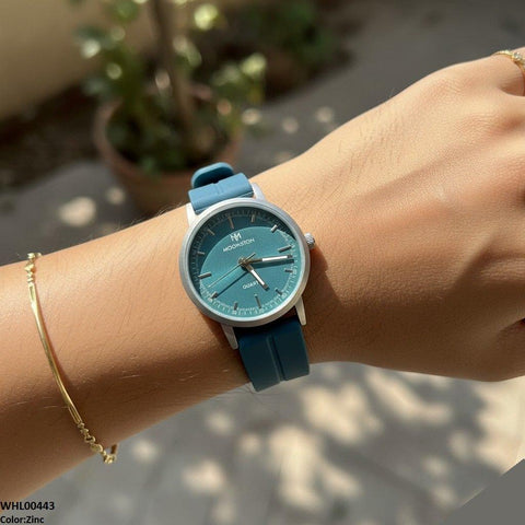 WHL00443 BWS Round Grey Bezel Magnetic Rubber Strap Women's Watch - WHL