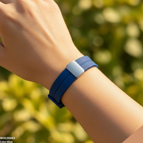 WHL00443 BWS Round Grey Bezel Magnetic Rubber Strap Women's Watch - WHL