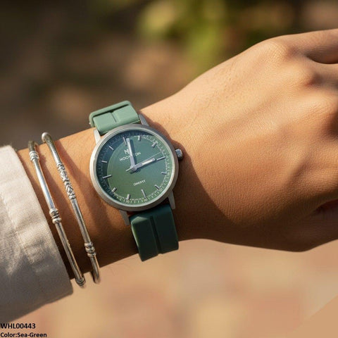 WHL00443 BWS Round Grey Bezel Magnetic Rubber Strap Women's Watch - WHL