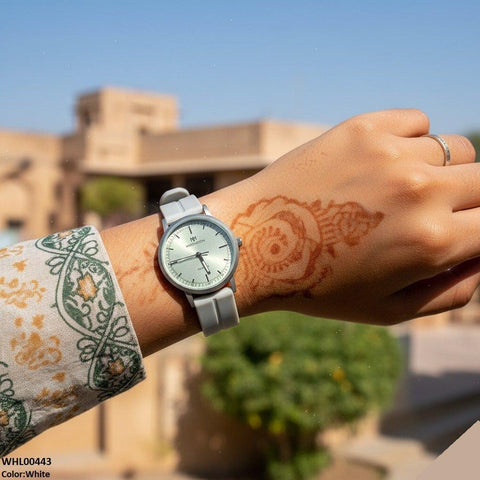 WHL00443 BWS Round Grey Bezel Magnetic Rubber Strap Women's Watch - WHL