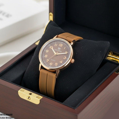 WHL00448 BWS Golden Nubmer's Dial Magnetic Rubber Strap Women's Watch - WHL