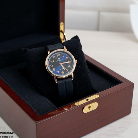 WHL00448 BWS Golden Nubmer's Dial Magnetic Rubber Strap Women's Watch - WHL