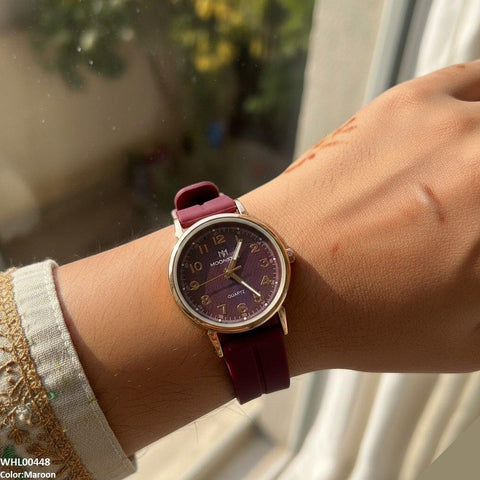 WHL00448 BWS Golden Nubmer's Dial Magnetic Rubber Strap Women's Watch - WHL