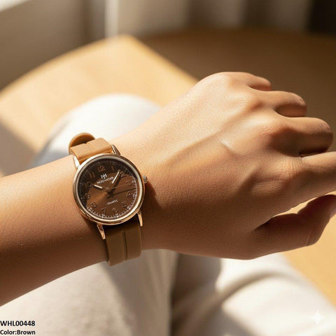 WHL00448 BWS Golden Nubmer's Dial Magnetic Rubber Strap Women's Watch - WHL