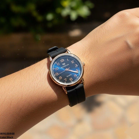 WHL00448 BWS Golden Nubmer's Dial Magnetic Rubber Strap Women's Watch - WHL