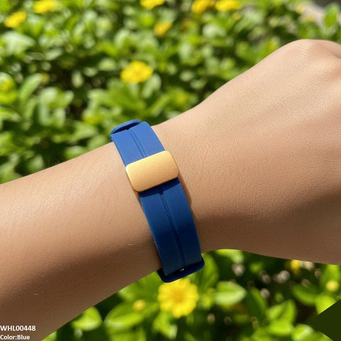 WHL00448 BWS Golden Nubmer's Dial Magnetic Rubber Strap Women's Watch - WHL