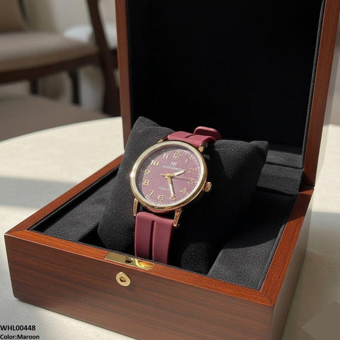 WHL00448 BWS Golden Nubmer's Dial Magnetic Rubber Strap Women's Watch - WHL