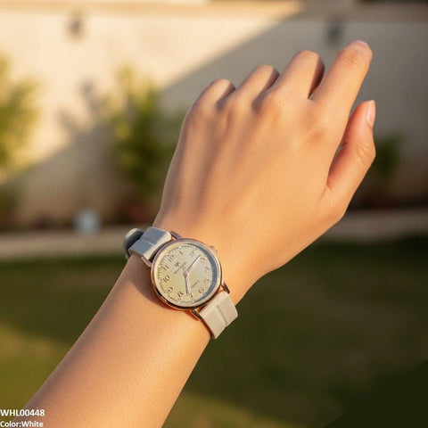 WHL00448 BWS Golden Nubmer's Dial Magnetic Rubber Strap Women's Watch - WHL