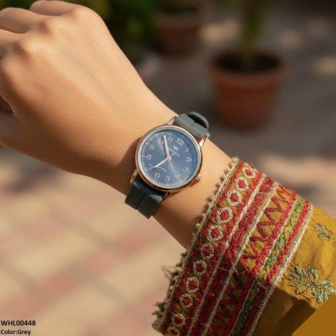 WHL00448 BWS Golden Nubmer's Dial Magnetic Rubber Strap Women's Watch - WHL