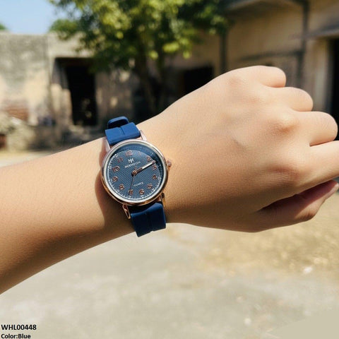 WHL00448 BWS Golden Nubmer's Dial Magnetic Rubber Strap Women's Watch - WHL