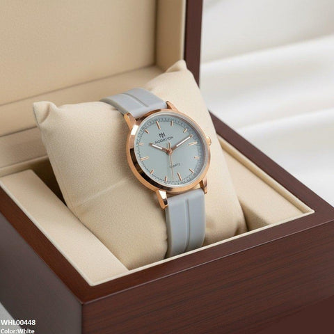 WHL00448 BWS Golden Nubmer's Dial Magnetic Rubber Strap Women's Watch - WHL