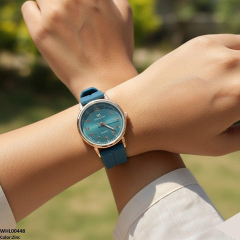 WHL00448 BWS Golden Nubmer's Dial Magnetic Rubber Strap Women's Watch - WHL