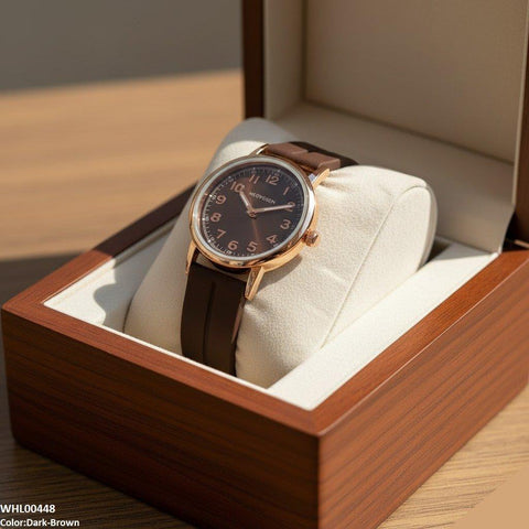 WHL00448 BWS Golden Nubmer's Dial Magnetic Rubber Strap Women's Watch - WHL