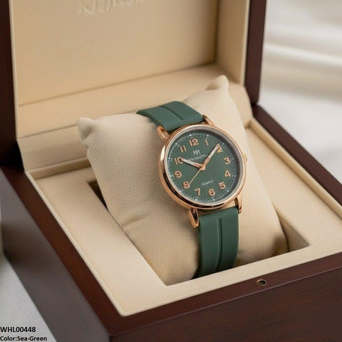 WHL00448 BWS Golden Nubmer's Dial Magnetic Rubber Strap Women's Watch - WHL