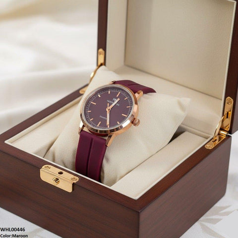 WHL00446 BWS Round Magnetic Rubber Strap Women's Watch - WHL