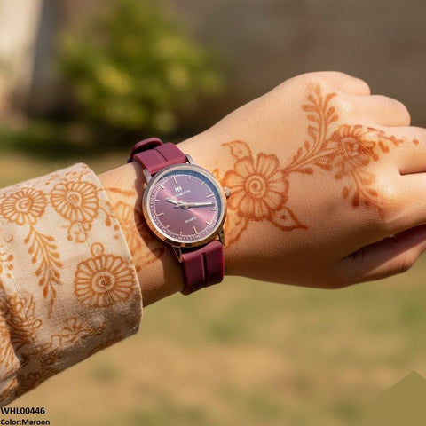 WHL00446 BWS Round Magnetic Rubber Strap Women's Watch - WHL