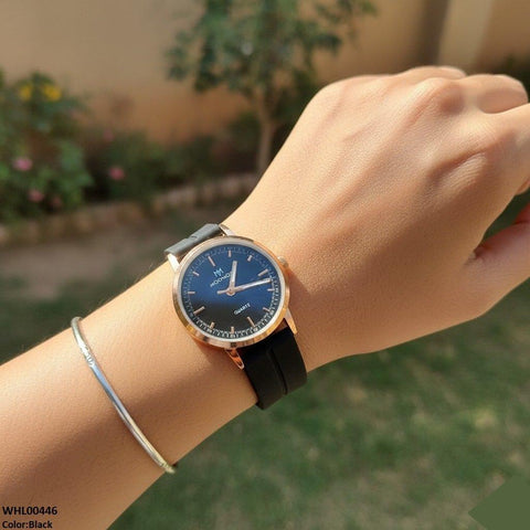 WHL00446 BWS Round Magnetic Rubber Strap Women's Watch - WHL