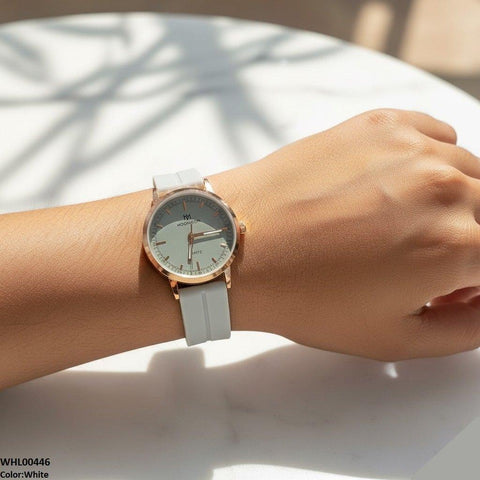 WHL00446 BWS Round Magnetic Rubber Strap Women's Watch - WHL