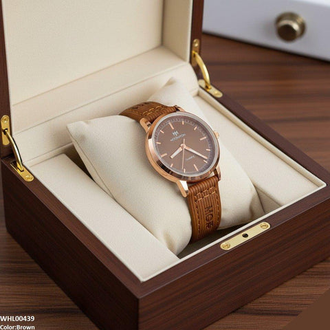 WHL00439 BWS Round Lining Dial Leather Strap Women's Watch - WHL