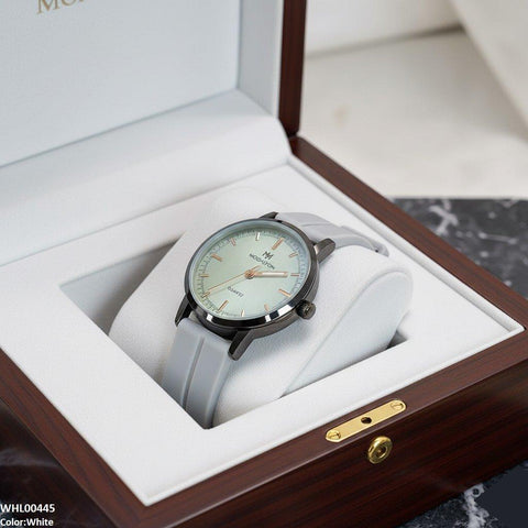 WHL00445 BWS Round Black Bezel Magnetic Rubber Strap Women's Watch - WHL