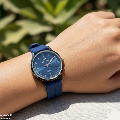 WHL00445 BWS Round Black Bezel Magnetic Rubber Strap Women's Watch - WHL