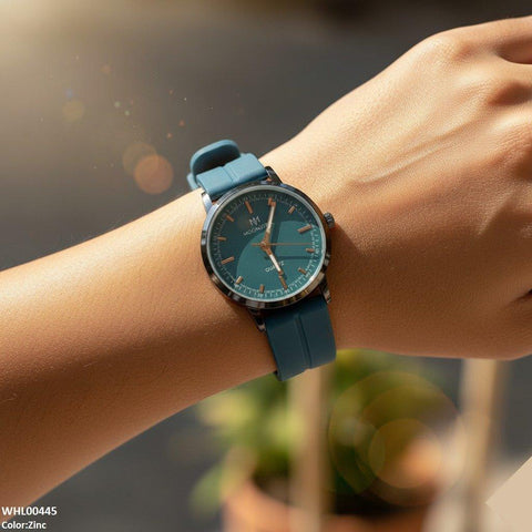 WHL00445 BWS Round Black Bezel Magnetic Rubber Strap Women's Watch - WHL