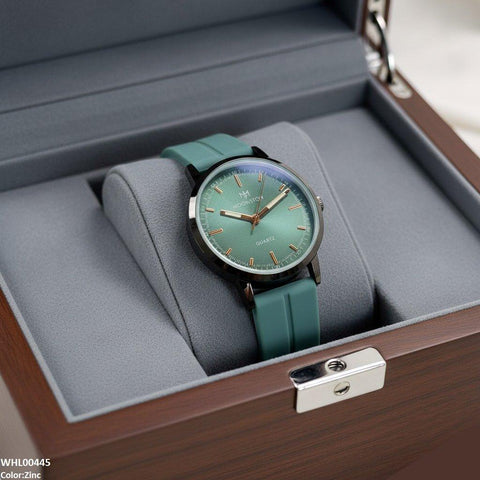 WHL00445 BWS Round Black Bezel Magnetic Rubber Strap Women's Watch - WHL