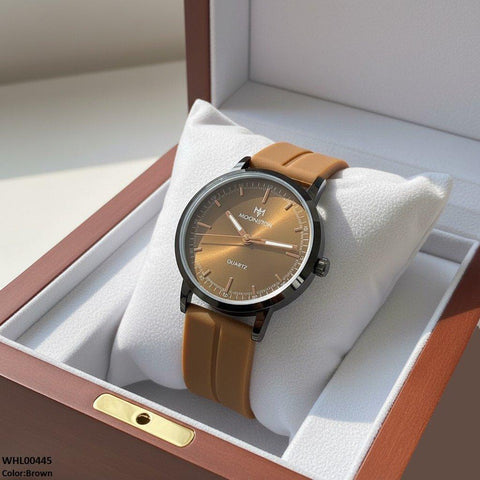 WHL00445 BWS Round Black Bezel Magnetic Rubber Strap Women's Watch - WHL