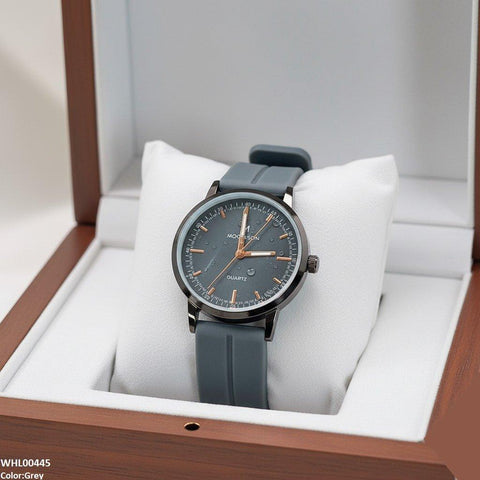 WHL00445 BWS Round Black Bezel Magnetic Rubber Strap Women's Watch - WHL