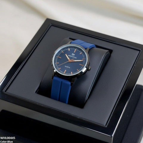 WHL00445 BWS Round Black Bezel Magnetic Rubber Strap Women's Watch - WHL