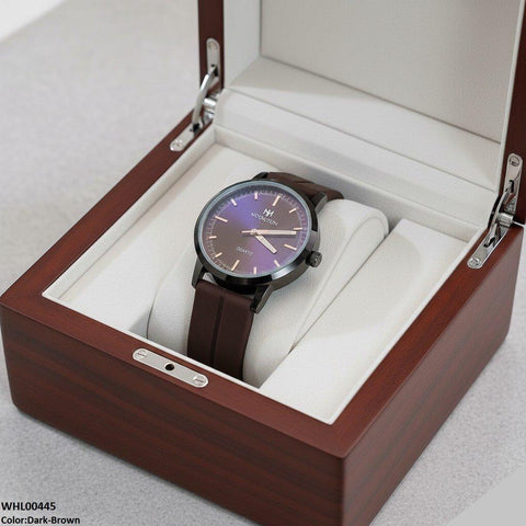 WHL00445 BWS Round Black Bezel Magnetic Rubber Strap Women's Watch - WHL