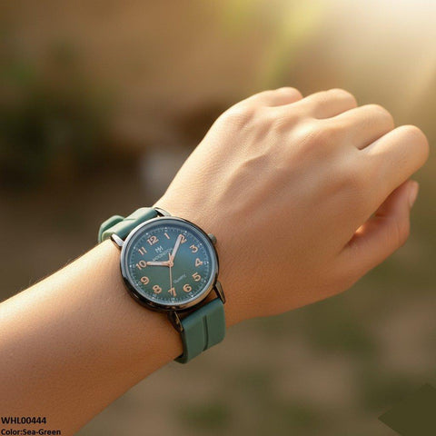 WHL00444 BWS Round Black Bezel Magnetic Rubber Strap Women's Watch - WHL